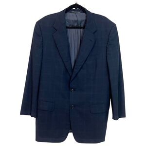Ermenegildo Zegna Men's 52R Blue Wool Plaid Blazer Formal Designer Business
